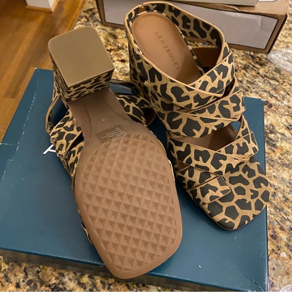 Aerosols Animal Print Harley Block Heel Strappy Sandals Size 10 - Picture 5 of 7
